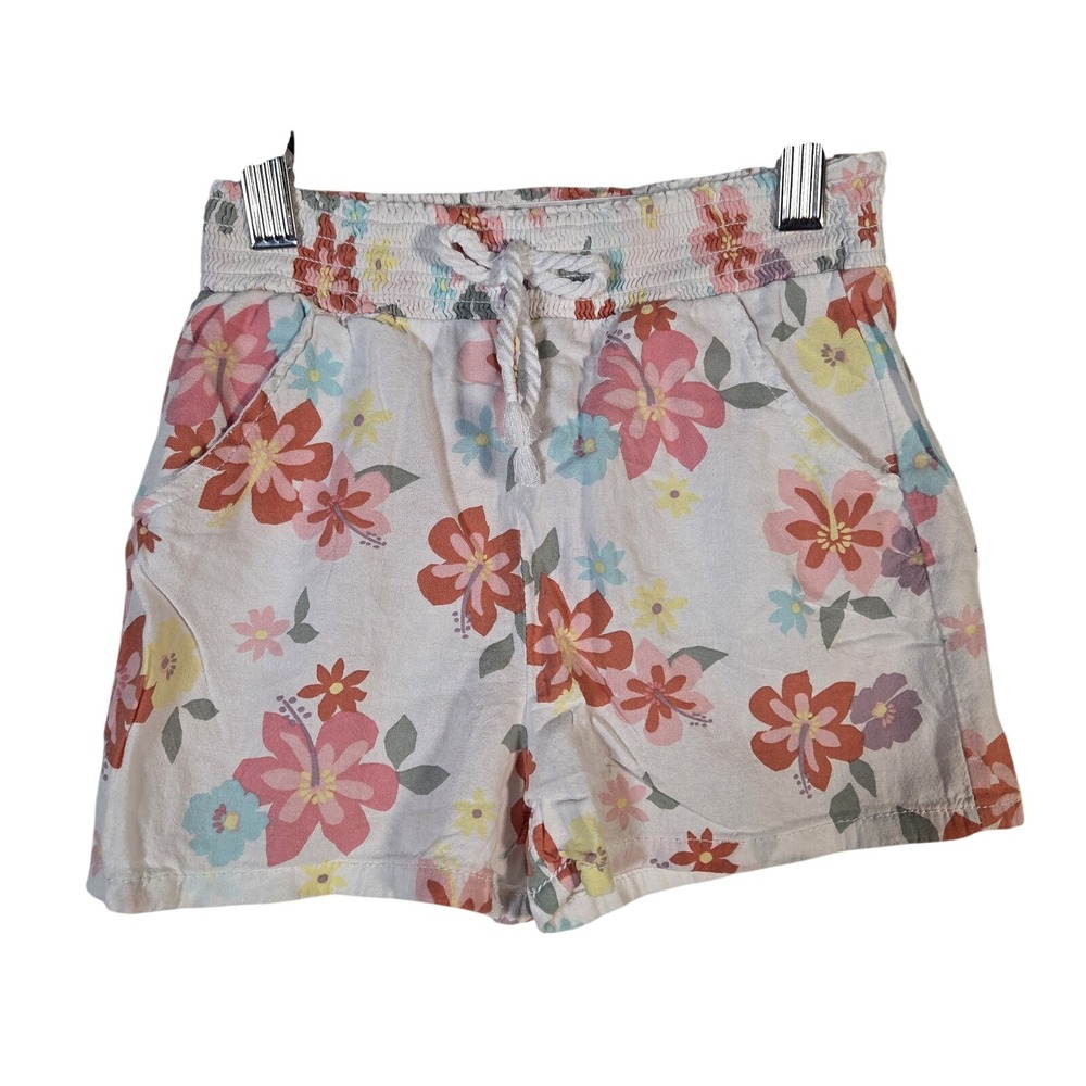 Garanimals Floral Shorts Girls 5T White Hibiscus Smocked Pull-On Summer